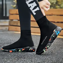 Новые дышащие носки обувь для мужчин и женщин Париж пара кроссовок Flywire Квартиры Кроссовки эластичная ткань Спортивная обувь 2018