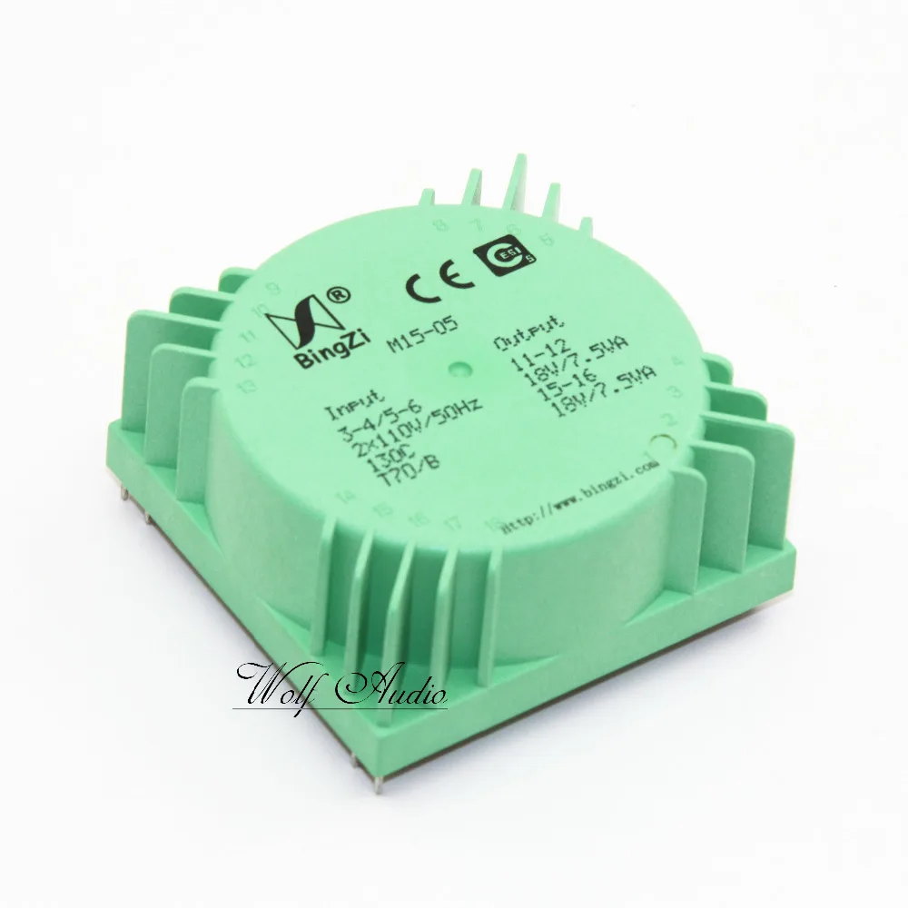 

Dual 18V 15W New Original BingZi M15-05 Square Board PCB Solder Sealing Ring Transformer 15VA Transformer For Preamplifier