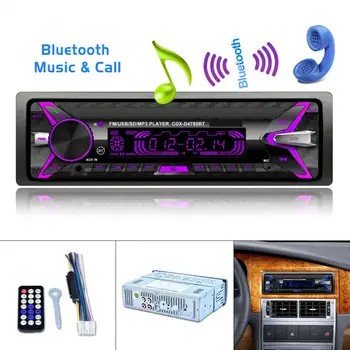 

12V 1 Din Bluetooth Digital Car Radio Audio Stereo MP3 Player 7 Color Light Front Detachable Panel Support SD / FM / AUX / USB