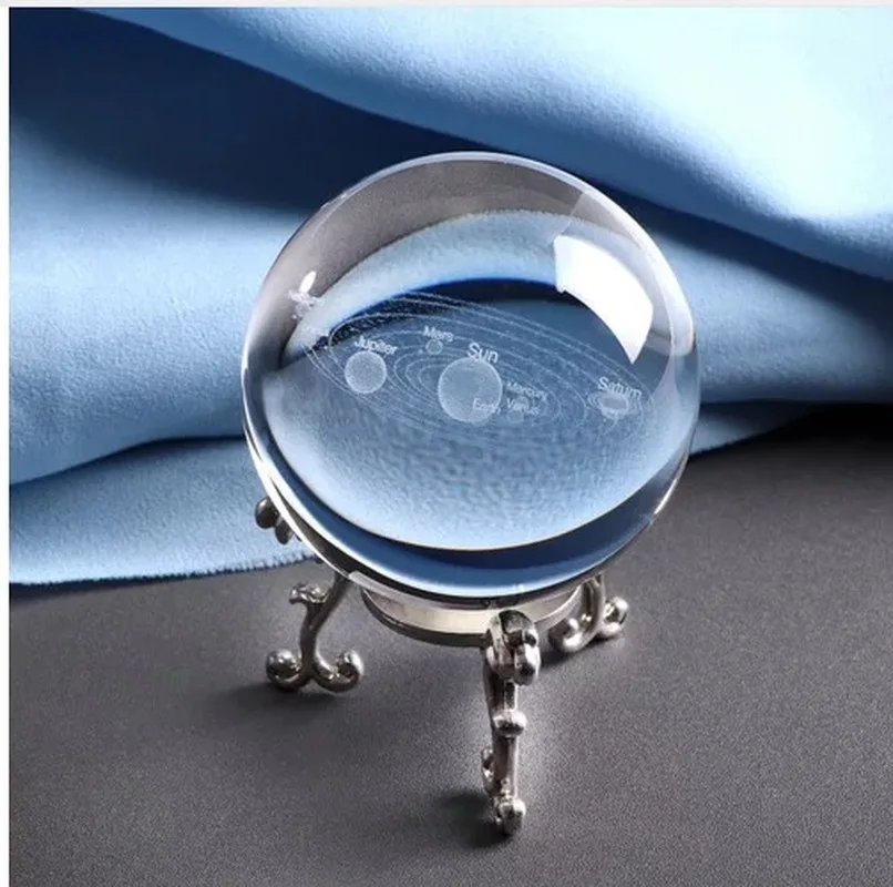 

60mm Laser Engraved Solar System Ball 3D Miniature Planets Model Sphere Glass Globe Ornament Home Decor Gift for Astrophile