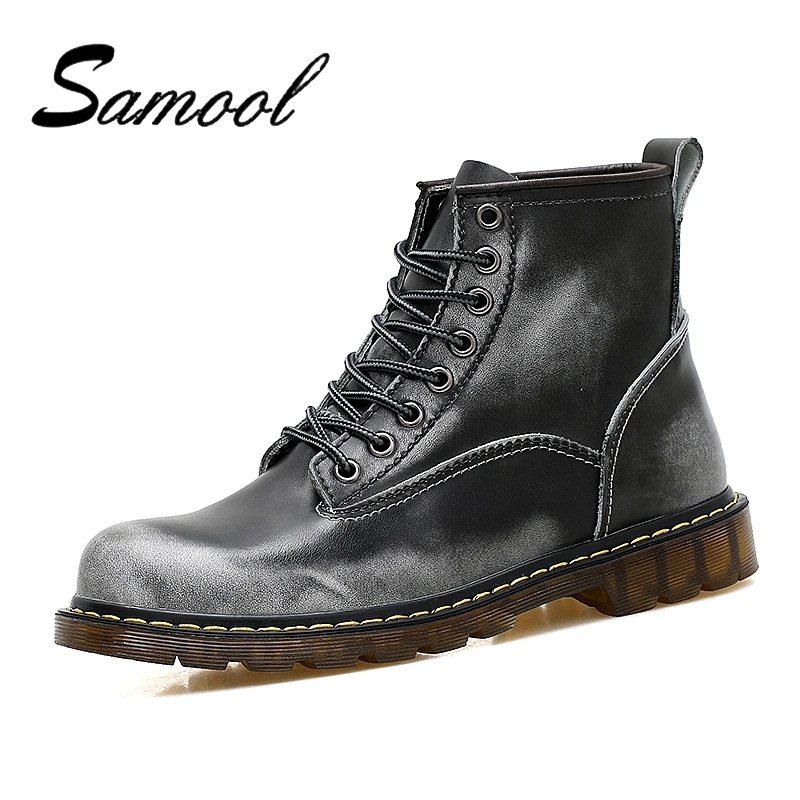 

2018 Autumn Winter New Fashion Brand Mens Martin Boots Vintage Style Casual Couple Shoes Boots Soft Lace Up Shoes For Males Lx5