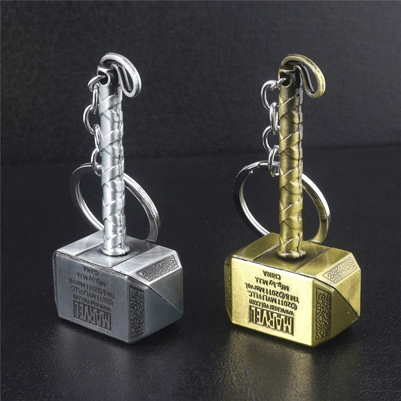 

50pcs Marvel Avengers Thor Hammer Keychains Avengers Iron Man Keyring Thanos Sword Key Chains Men Car Fans Gifts
