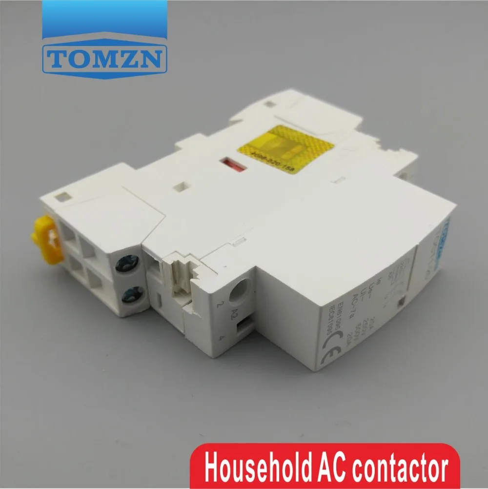 2P 20A 220V/230V 2NO 50/60HZ Din rail Household Ac Contactor Relay with Fixed 