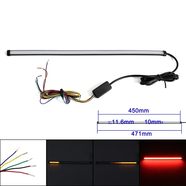29 см, 45 см, 60 см, Светодиодная лента для мотоцикла, на стоп-сигнал, тормозной светильник, переключатель, стробоскоп, задний светильник, сигналы поворота - Цвет: 45cm red light