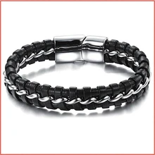 Enfriar Mens Pulseras Punk Pulsera de Cuero De Regalo Hombres Amplia Charm Braclets Pulseras y Brazaletes para Las Mujeres Pulseira Masculina De Ouro