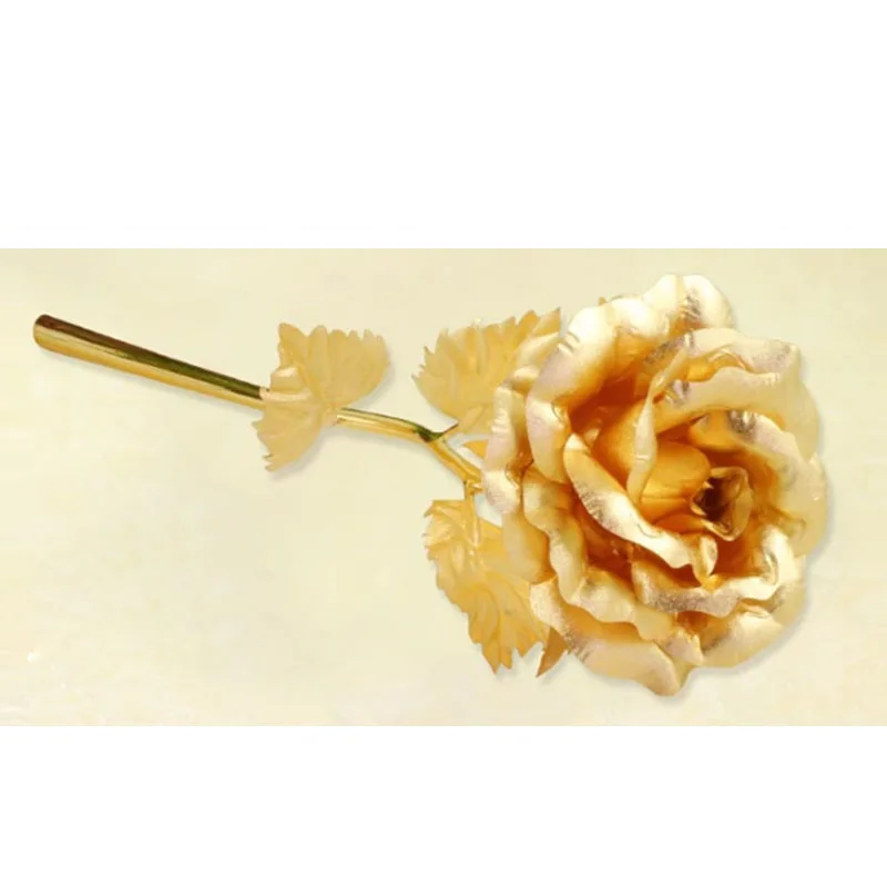 Покрытый фольгой розовое золото розы свадебные декорации цветок подарок на день Святого Валентина Искусственный цветок розы любовника Красный Розовый Фиолетовый Синий - Цвет: Золотой