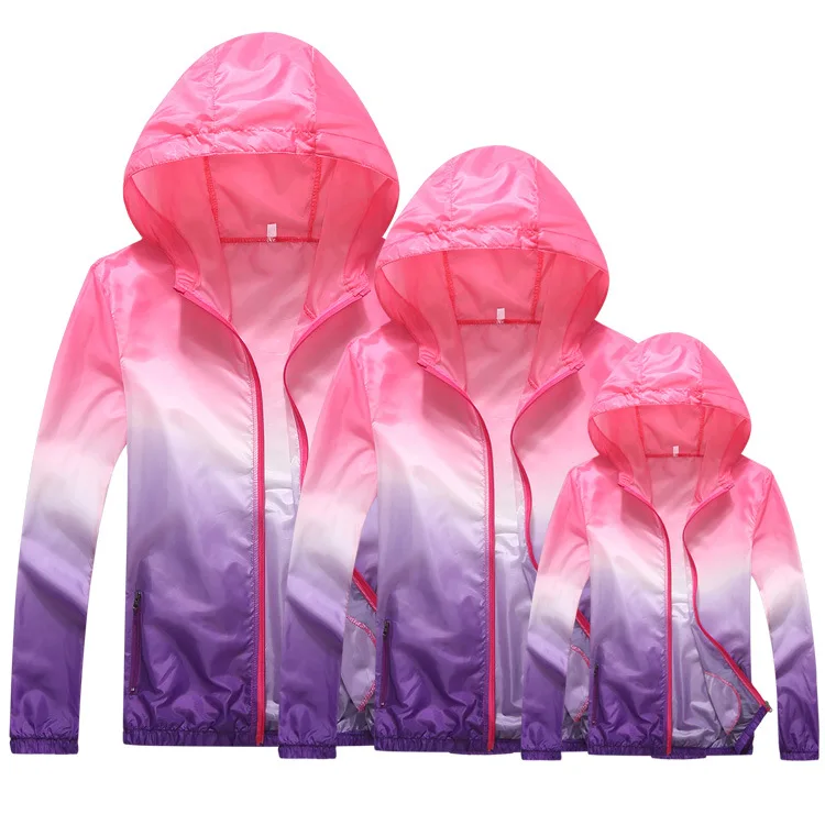 Летняя Защита от солнца на рыбалке; семейная одежда; пальто; одежда для родителей и детей; дышащая водонепроницаемая защитная одежда для рыбалки на открытом воздухе - Цвет: Pink-Purple