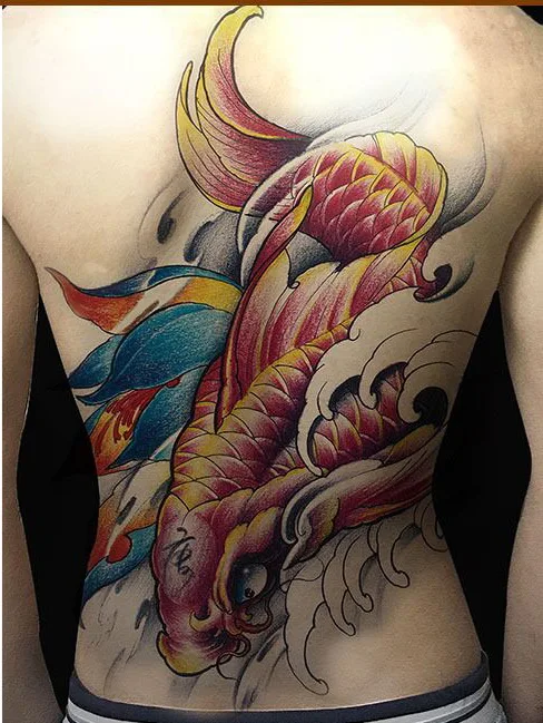 Высокое качество супер большая поддельная татуировка на всю грудь спина Временные татуировки водонепроницаемый феникс птица карп дракон цветные Большие Татуировки - Цвет: X23