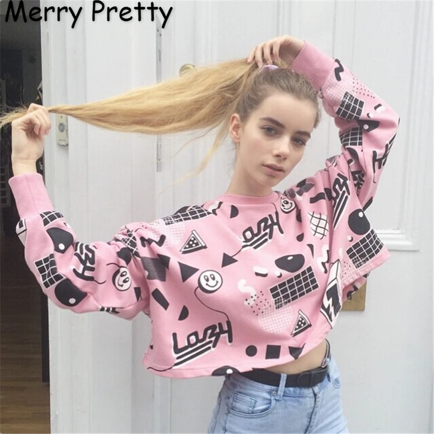 Harajuku Crop Merry Printed Pretty 2