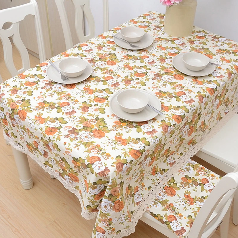 Polyester/Cotton Fabric Rustic Floral Table Cloth Home Decor Rose