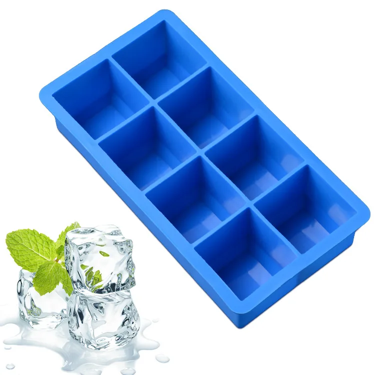 

Creative Styling Tools Party Bar Black Square Silicon Ice Mold Whiskey Cocktail Frozen Silicone 8 Ice Cubes Tray Ice Maker h427