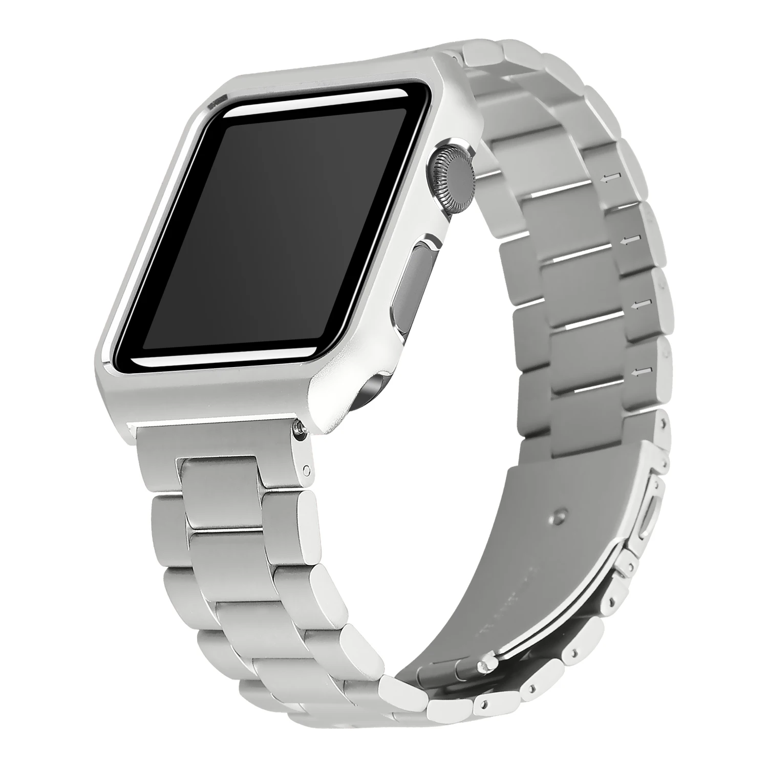 JANSIN металлический чехол+ ремешок из нержавеющей стали для Apple Watch 38 мм 42 мм 40 мм 44 мм ремешок для iwatch серии 4 3 2 1 чехол с браслетом - Цвет ремешка: silver