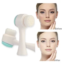 Двухсторонняя силиконовая щётка для очищения лица портативный размер 3D для чистки лица Вибрационный массаж средство для мытья лица средство для ухода за кожей