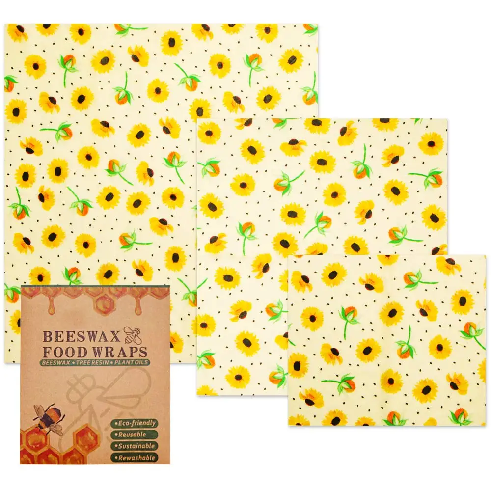 

3 PCS Beeswax Food Wraps Sets Small Medium and Large Food Covers Reusable Eco-Friendly Washable Food Wraps Zero Waste