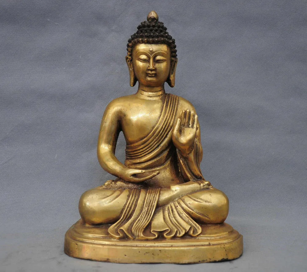

free 12" China Tibetan Buddhism Bronze Shakyamuni Buddha Statue fast