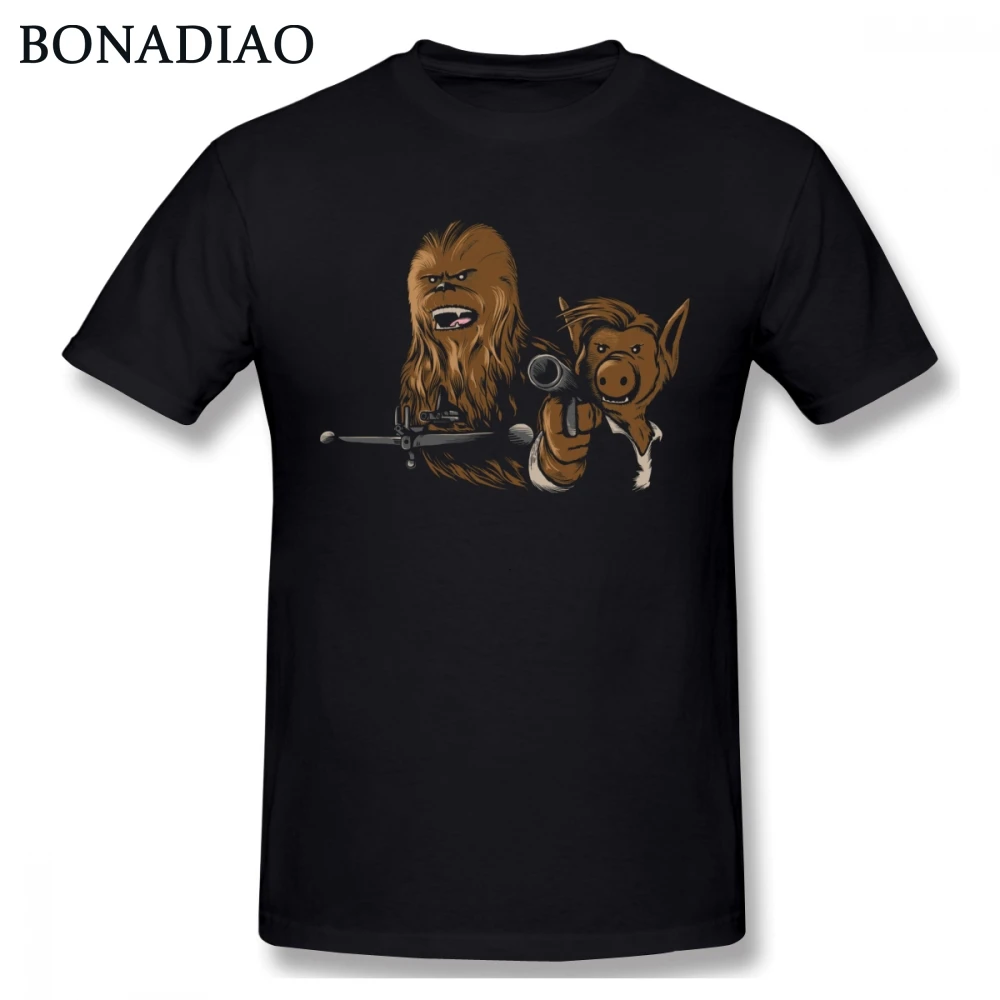 Человек Графический Alf Solo и Чубакка Футболка Мужская Качество Camiseta Crewneck Pulp