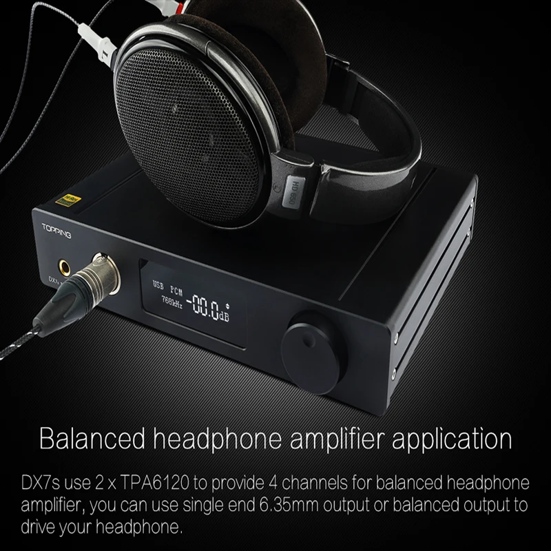 Topping DX7S balanced Headphone Amplifier ES9038Q2M 32Bit/768K XMOS(XU208)+OPA1612 USB/OPT/AES/COAX input DSD512 amp coupons