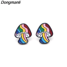 P2618 Dongmanli Цветные Грибы из нержавеющей стали, пирсинг для уха, детские серьги-гвоздики для женщин, эмалевые серьги, ювелирные изделия