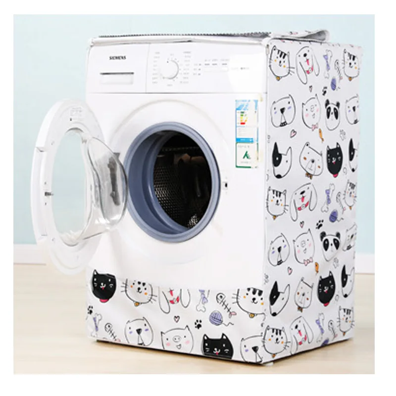 

Washing Machine Cover Purple Peony Silver Coating Oxford Cloth Home Sunscreen Washer Dryer Polyester Roller Dust Cover