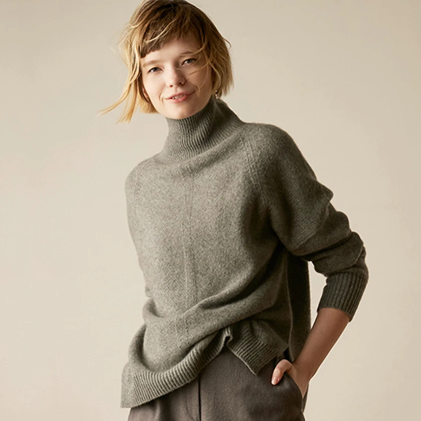 GABERLY Cashmere Soft Turtleneck Sweaters and Pullovers for Women Loose Warm Autumn Winter Ladies Jumper Female Brand Jumper