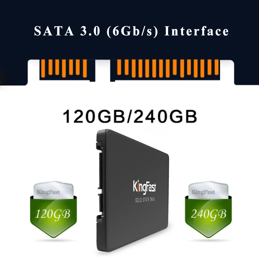 Kingfast F6 PRO 120G SSD 2,5 дюйма SATA 3,0 6 ГБ/сек. Внутренний твердотельный накопитель+ USB 3,0 HDD SSD SATA внешний 2," Корпус чехол