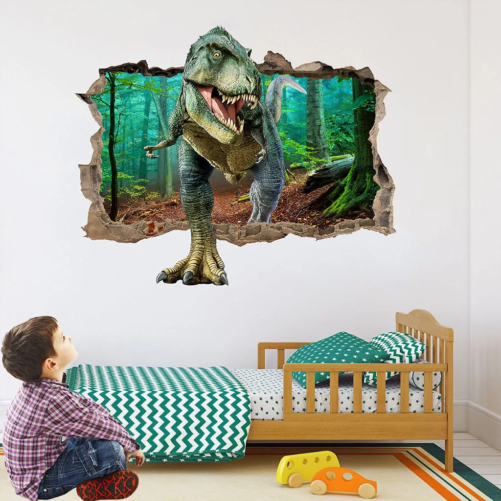 

2019 New Cool 3D Dinosaur Floor Wall Sticker Removable Vinyl Art Home Decal DIY For Gift Best Selling Drop Shipping