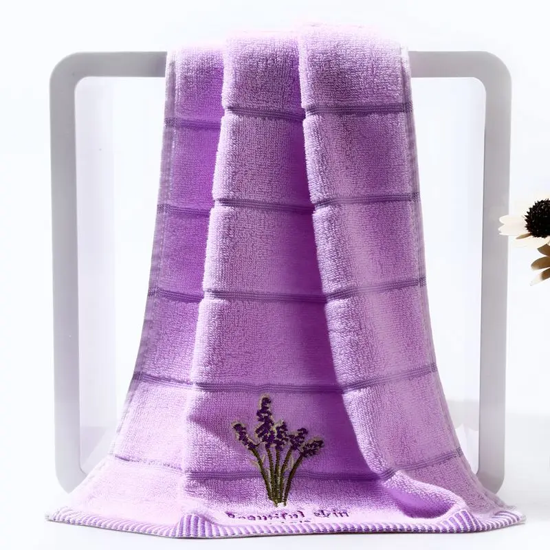 Супер мягкое хлопковое банное полотенце для спортивного зала, быстросохнущая ткань, модное женское впитывающее полотенце для ухода за кожей душа - Цвет: Фиолетовый