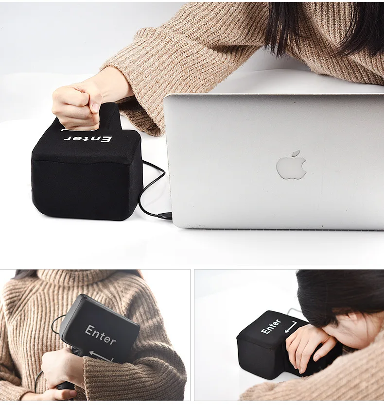 Big Enter Key Pillow Anti Stress Button USB Pillow Nap