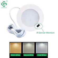 12V светодиодная подсветка под шкаф движения Сенсор ИК серебряный круглый светодиодный точечный шкаф лампа Дисплей чехол книжка чехол Освещение в помещении светильник s