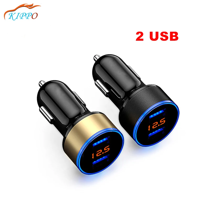 KIPPO 2 Переходник USB для зарядки в машине 5V 3.1A цифровой светодиодный дисплей