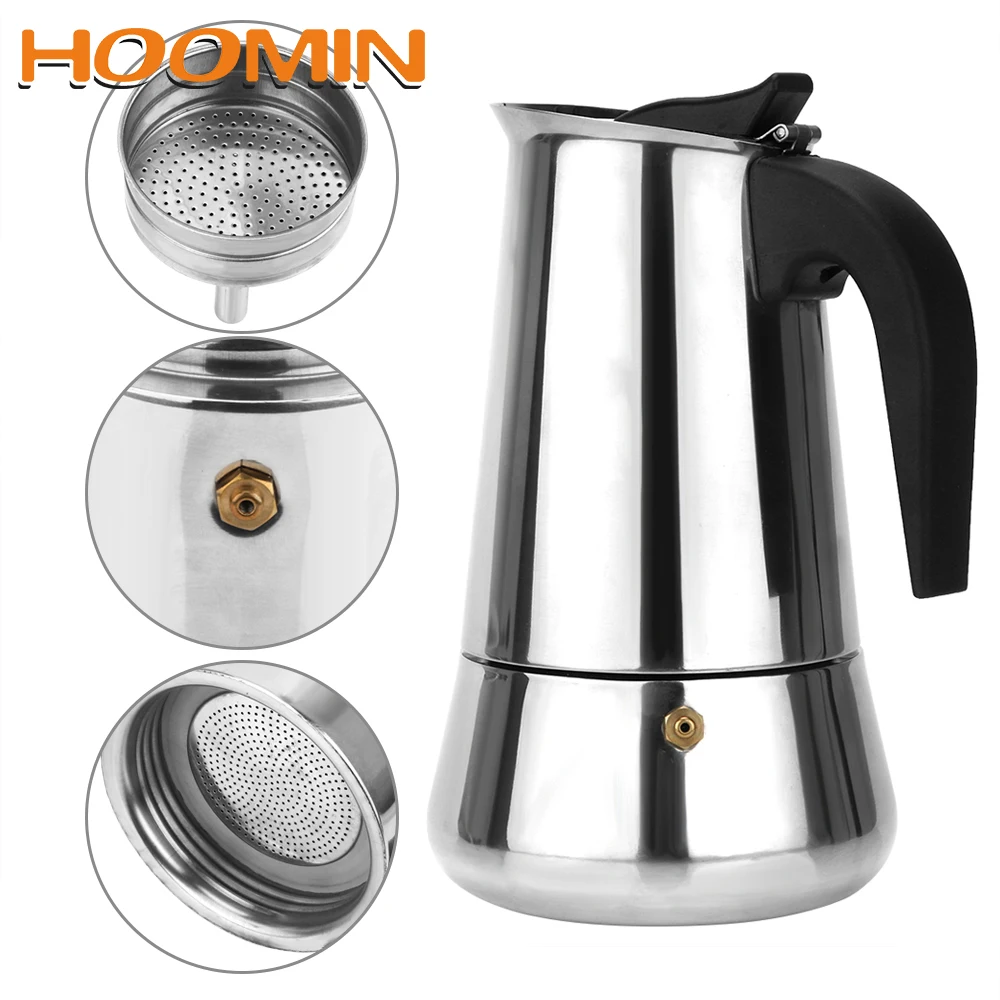 HOOMIN الفولاذ المقاوم للصدأ 300 ملليلتر/450 ملليلتر إبريق قهوة أدوات مطبخ Coffeeware موكا صانع القهوة إبريق الشاي