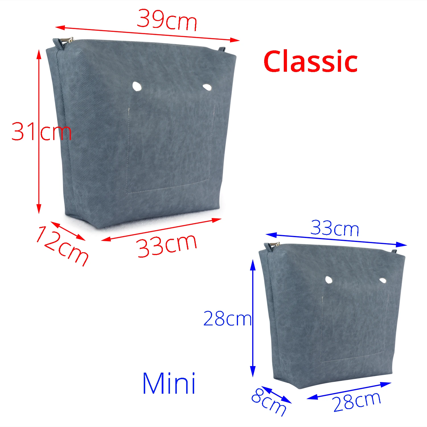 Zíper Bolso para Forro de Inserção para O SACO Obag
