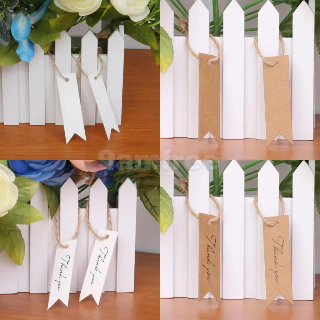 100pcs Blank/thank you Kraft Paper Hang Tags Wedding Party Label Gift Cards | Дом и сад
