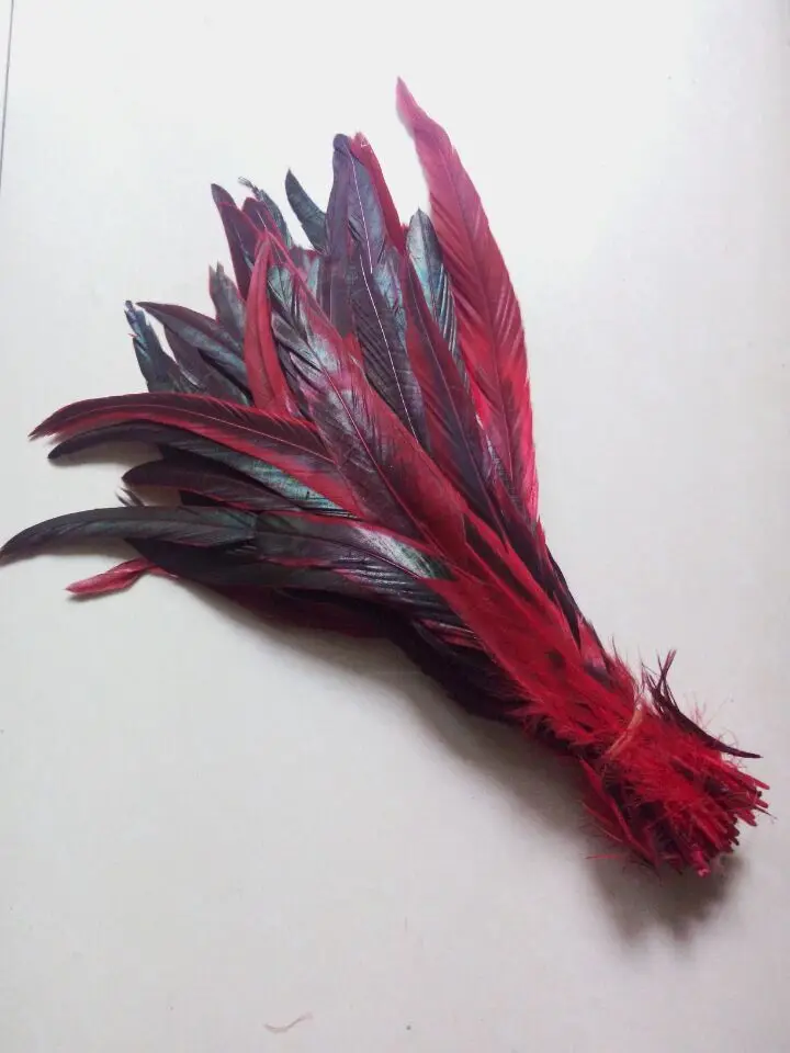 Новинка!, высокое качество, 50 шт., черные перья петуха, 12-1" /30-35 см, украшения для рукоделия, художественные реквизиты, аксессуары - Цвет: red