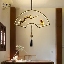Китайский люстры Творческий светодио дный светодиодный светильник Исследование бар чай номер прикроватной тумбочке Zen птица освещение подвес