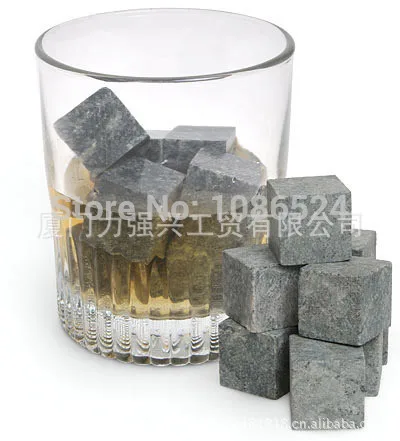 50 компл./лот(1 комплект = 9 шт.) камни для виски с нежным коробка+ бархатный мешок для охлаждения виски "rock stone", пива, камень hh04