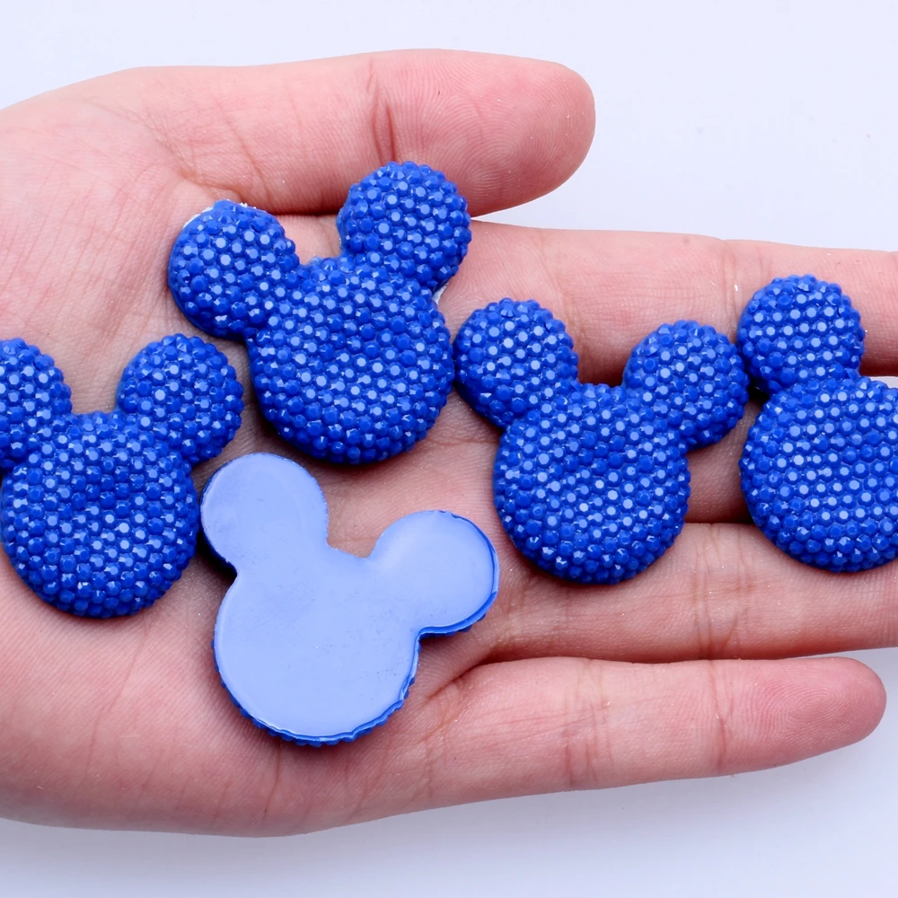 37 jelly blue 100 шт./лот 30x35 мм, с рисунком в виде Головы Микки Мауса, много Цвета смоляные Стразы с плоской задней кабошон поделки своими руками и скрапбукинг украшения для изготовления украшений - Цвет: 37 jelly blue
