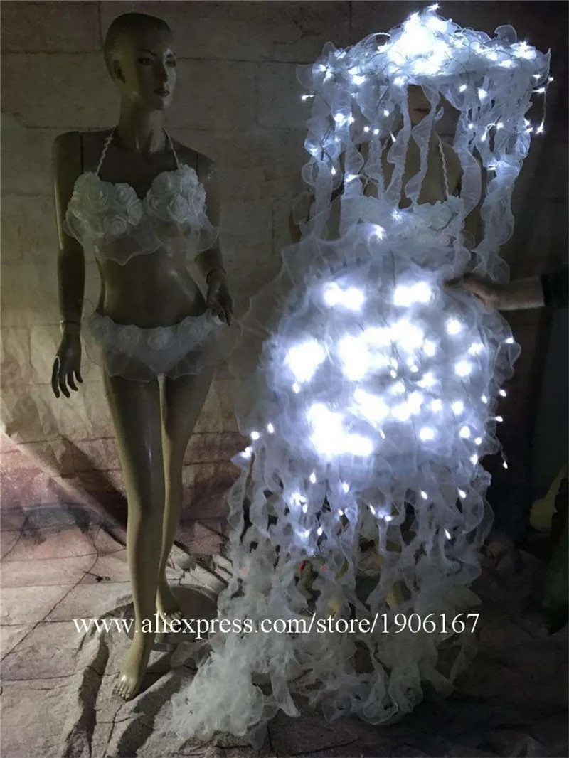 New night shop modern female song dance catwalk show gostage stage adult led jellyfish bikini set2