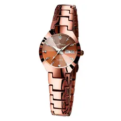 Новинка 2019 года Элитный бренд Двойной кварцевые часы с календарем модные женские туфли часы нержавеющая сталь дамы наручные часы Relogio Feminino
