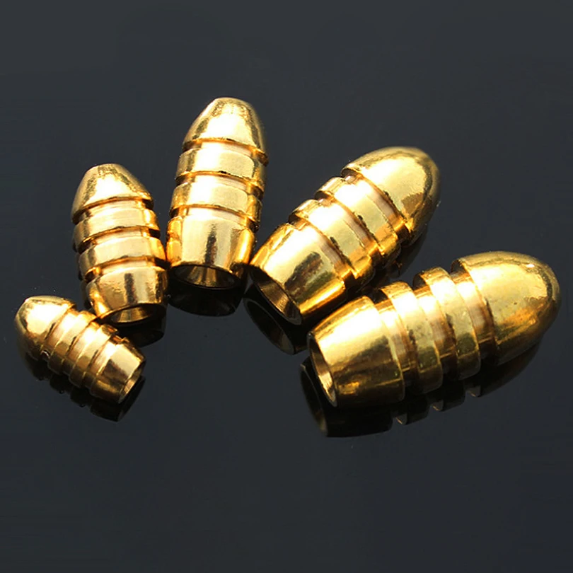 

25pcs/pack 1.8/3.5/5/7/10g Weight Bullet Shape Copper Sinker Rig Fishing Tackle Accessories BRASS BULLET SINKERS