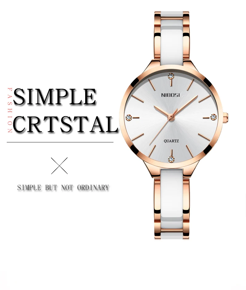 Relojes Para Mujer NIBOSI Women Watches Bracelet Watch Ladies Wrist Watch Women Waterproof Fashion Casual Crystal Dial Rose Gold (1)