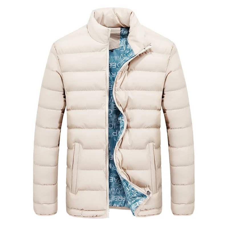 

Winter 2018 men with thick collar pure color down cotton-padded jacket Leisure cotton-padded clothes