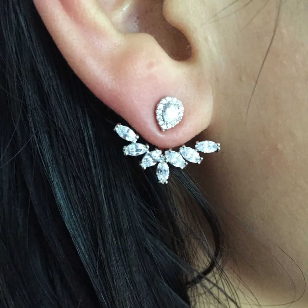 A309 clear white stone micro pave setting small flower stud earrings jcb5b05ein Stud Earrings