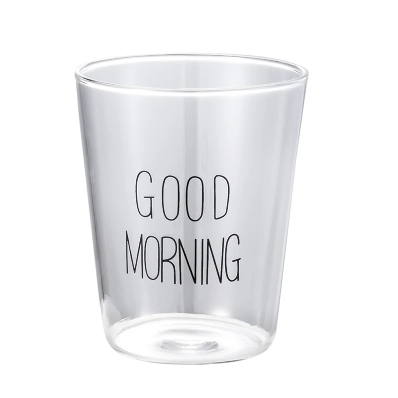 1Pc Glass Cup Large Glass Beer Mug Milk Juice Smoothie Cup Iced Coffee Tea Mug Home Cafe Good Morning Drinkware 400ML (4-1)