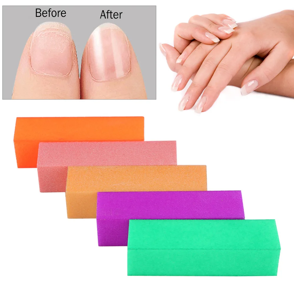 5pcs Nail Buffer Block Files Set Neon Color Gel Polish Buffing Sanding