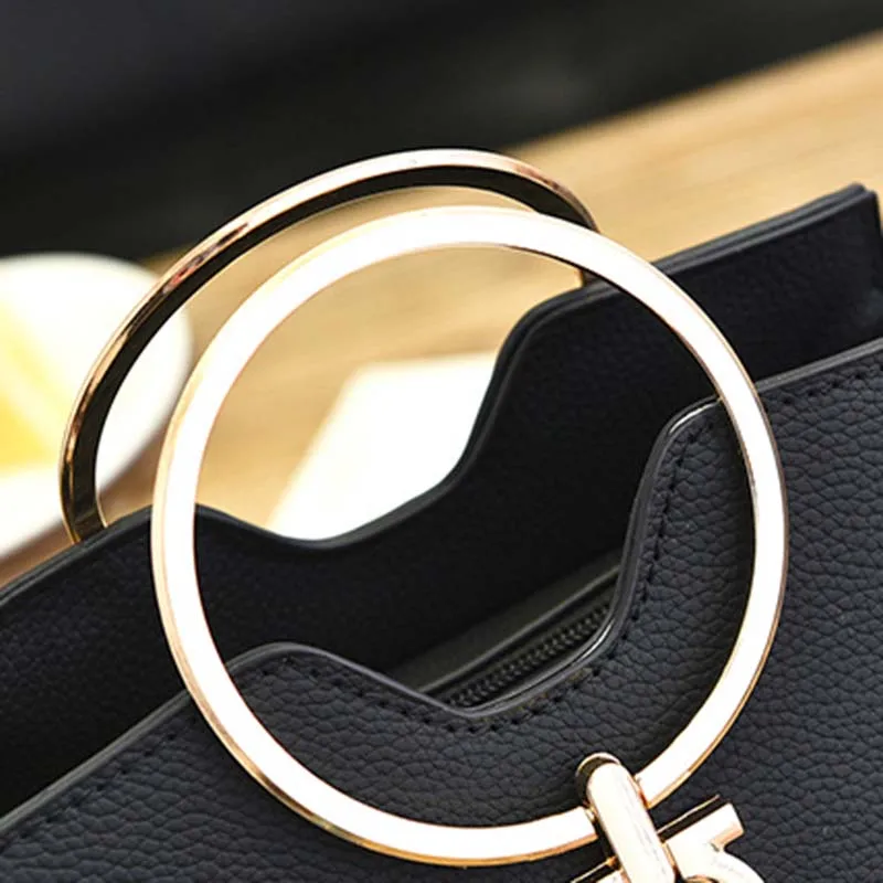 PU Leather Women Casual Handbag Female Holiday Messenger Bag Lady Exquisite Crossbody Mini Fashion Metal Ring Handle Bag SS7087 (13)