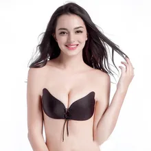 Женский самоклеящийся без бретелек бандаж черный однотонный бюстгальтер гелевый силиконовый бюстгальтер Пуш-Ап женское нижнее белье невидимый бюстгальтер