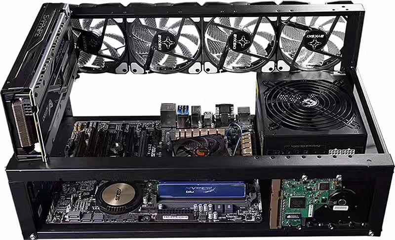 sever open Air rack Ethereum Mining Case Alloy Frame miner Rig 4u for 6 GPU ETH BTC ZEC Computer 6 graphics card Chassis