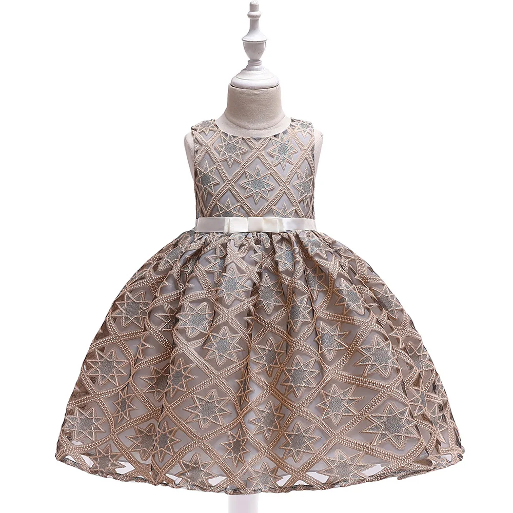 

Girl Pageant Prom Gown Embroidery Lace Kids Evening Party Dress for Wedding Girl Dresses First Communion Dress BowTulle