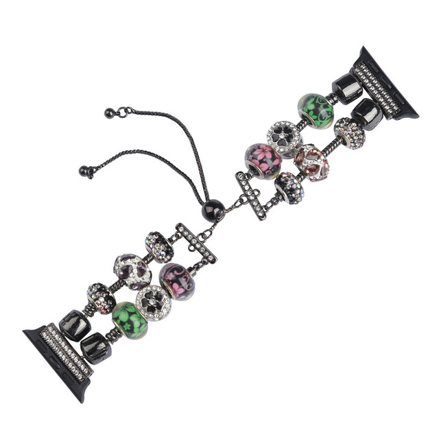 DIY Beaded Steel Bracelet for Apple Watch 6 Band 44MM 40MM 38/42MM Women Fresh Strap for iWatch Series 6/5/4/3/2/SE Belt